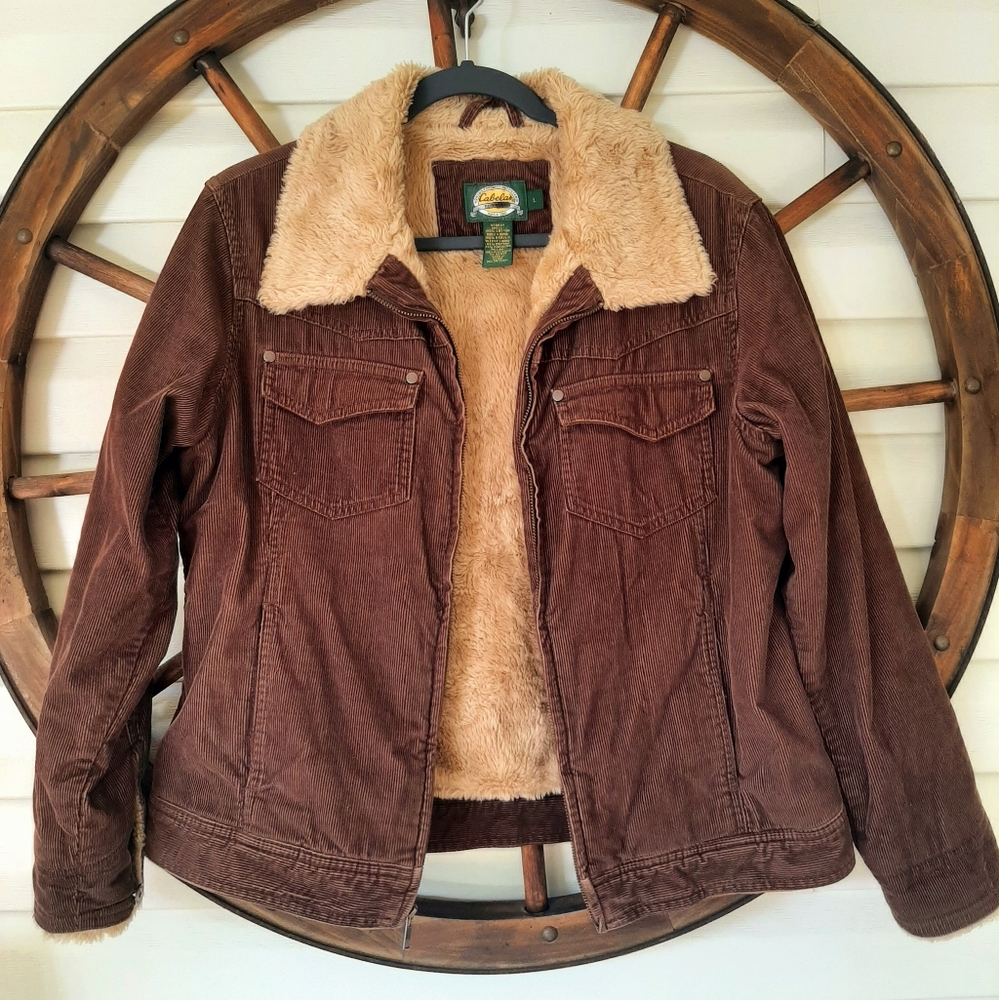 Women's Cabela's Brown Sherpa Corduroy Western Cowgirl Jacket Large